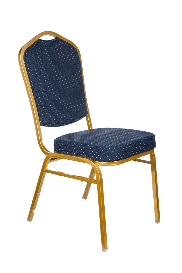 Gold Frame, Blue Fabric Banqueting Chairs