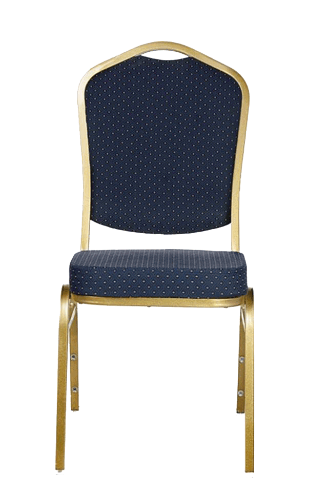 Aluminium Banqueting Chair Gold Frame, Blue Fabric Banqueting Chairs